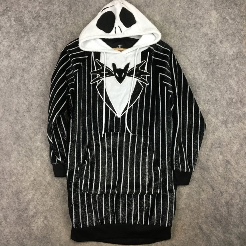Nightmare Before Christmas Sweater S 4 6 Womens Jack Skellington Fleece Long